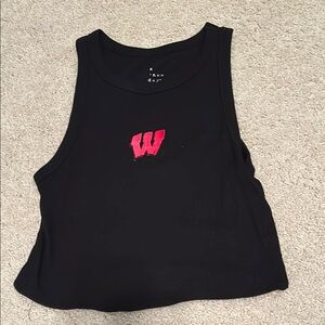 UW Wisconsin badger Black Women’s Tank Top with red W' Embroidery